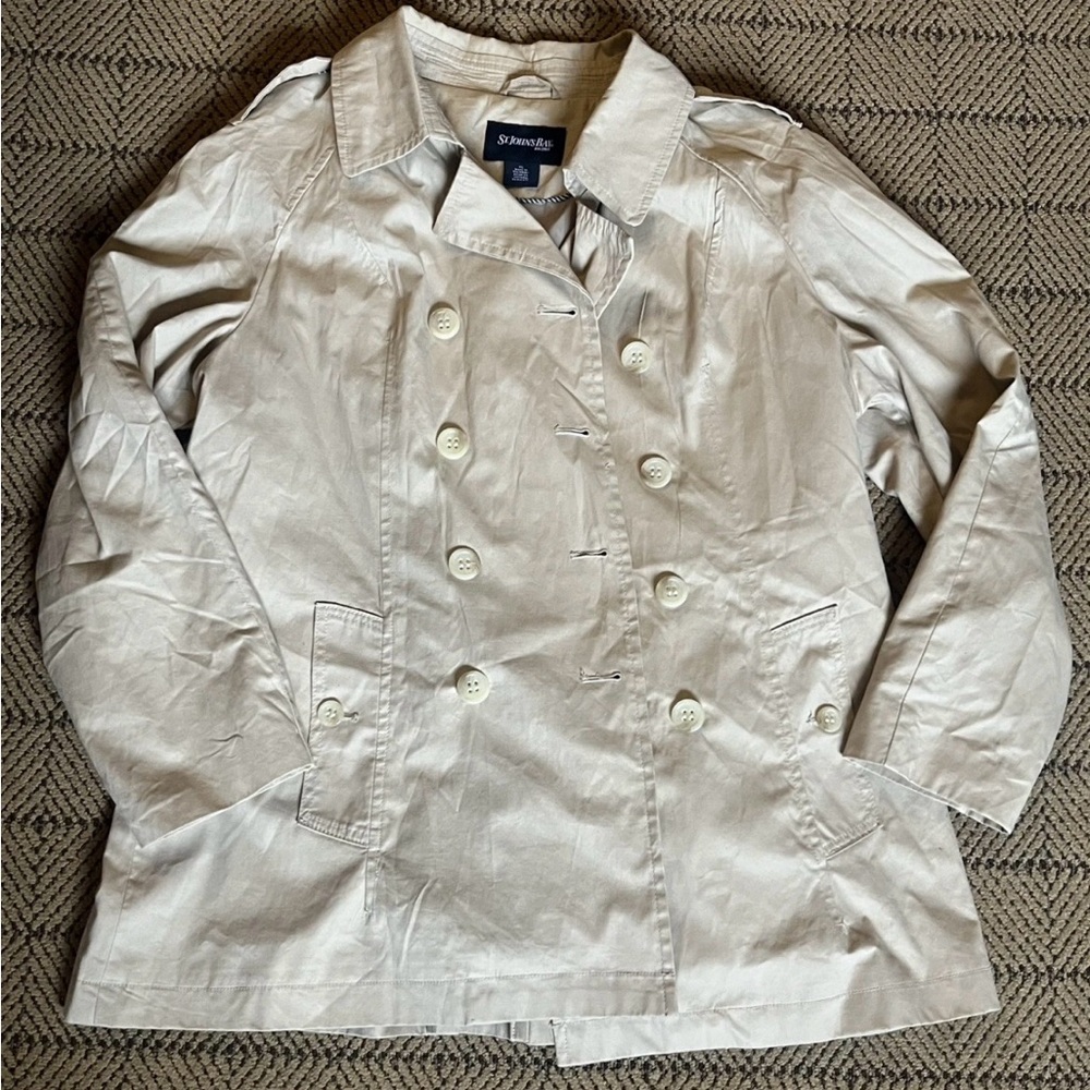 St. John's Bay Cream short Trench Coat